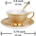 Artvigor, Set de 4 Tasse à Café en Porcelaine, Service à Thé Anglaise 200ml avec Cuillère et Soucoupe, pour 4 Personnes Style-1