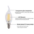 10X E14 Forme Bougie LED 4W Filament Ampoule LED Lampe Blanc Chaud 2700k Flame Tip Bright Lampe 400LM Non Dimmable AC220-240V-1