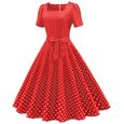 ROBE  de bal soirée pour femme à manches courtes des années 1950 au foyer Rouge-1