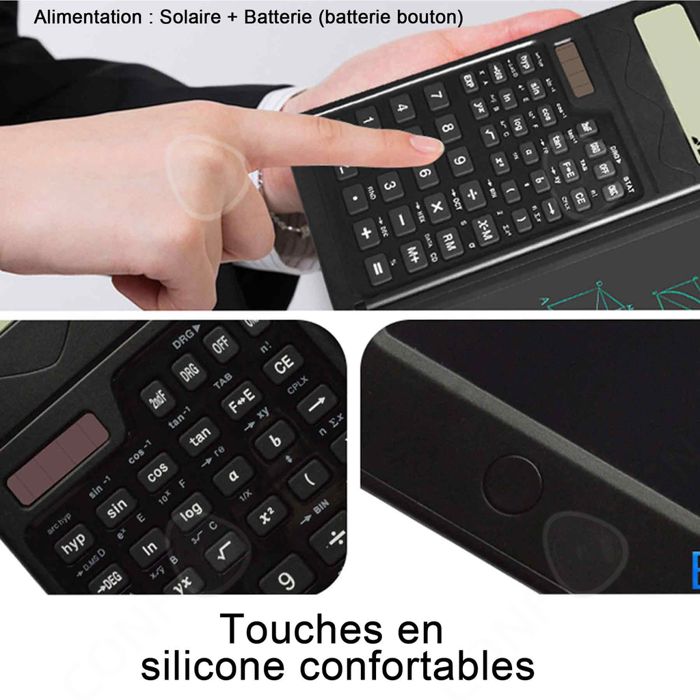 Calculatrice Scientifique Avec Tableau Effaçable - 240 Fonctions, écran 2 Lignes, Idéale Collège Lycée étudiants
