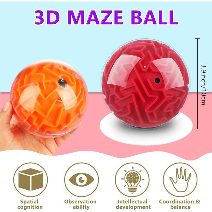 Cube Labyrinth 3D – Boules Roulantes, Casse-tête En ABS – Entraîne Patience Et Logique