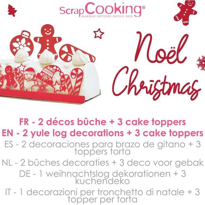 4 décors bûche de Noël Scrapcooking bois - Pâtisserie