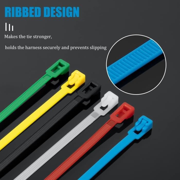 Lot De 100 Colliers De Serrage (serre-câbles) Noirs Réutilisables AGT - 200 X 7.6 Mm - Pour Bricolage & Rangement