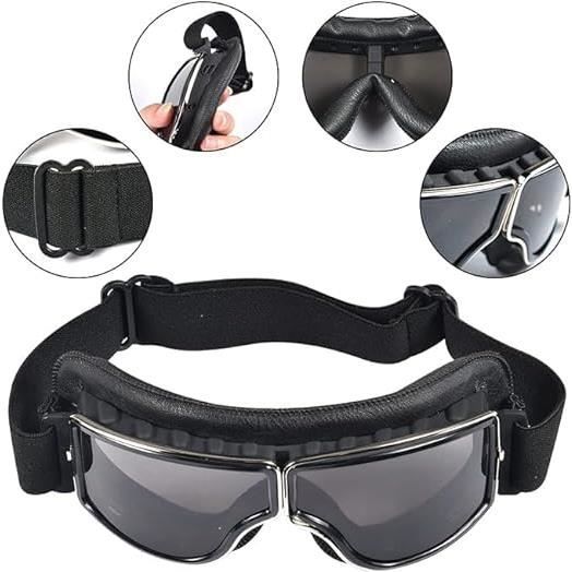 Lunettes De Moto Vintage EVOMOSA Style Aviateur - Protection Et Style Pour Casque Ouvert