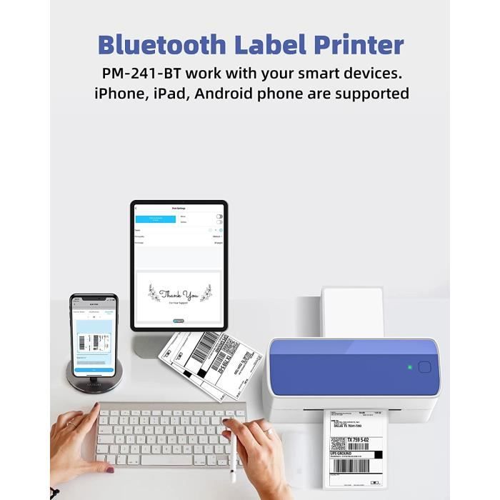 Itari Imprimante d'étiquettes thermiques sans fil, Bluetooth