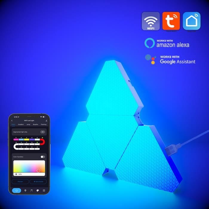 Applique murale LED intelligente en forme de Triangle, wi-fi