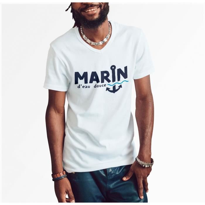 T shirt col bateau hot sale homme