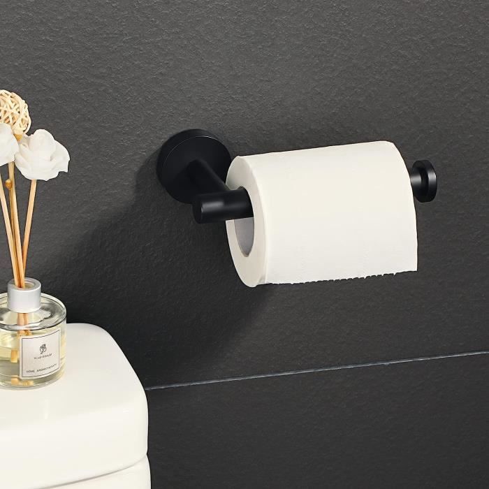 Porte Rouleau Papier Toilette Noir, Support Papier Toilette Mural pour  Salle de Bain, Acier Inoxydable SUS