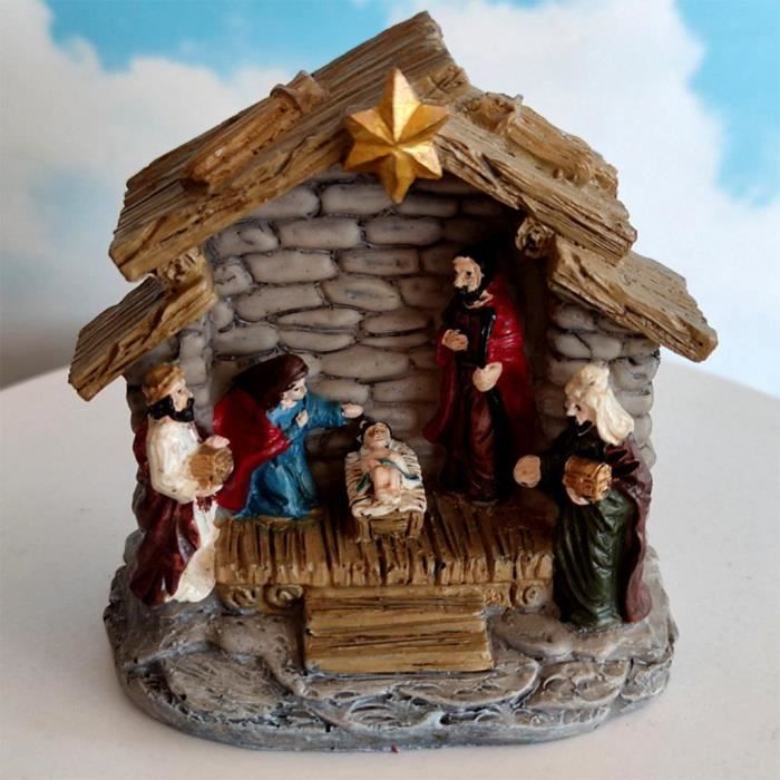 Kaxenig Crèche De Noël 12 Figurines Résine – Nativité Artisanale Peinte à La Main