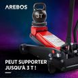 AREBOS 3T Cric hydraulique | Hauteur d'encastrement 130-508 mm | 2 Supports en Caoutchouc | Cric Jack roulettes 360°-2