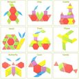 Puzzle en Bois-Tangram-Jouets Montessori-Jouets éducatifs classiques-155 Formes géométriques et 24 Cartes de Conception pour Enfant-2