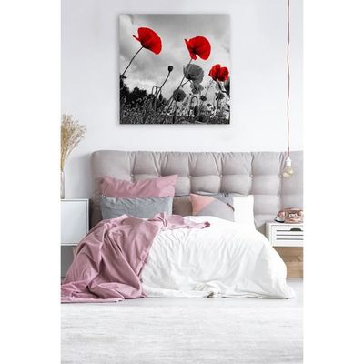 Tableau Toile Coquelicot - Impression Peinture à L'huile - Taille 30x60 Cm Sans Cadre - Décoration Salon, Chambre, Bureau