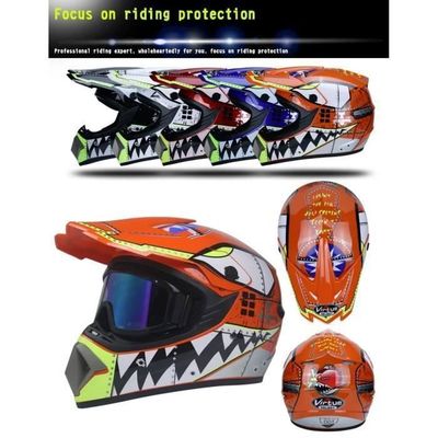 Jeunesse Enfant Casque Moto Cross Avec Gants Lunettes Masque - MTB VTT BMX Quad DOT Approuvé, Taille XS à XL