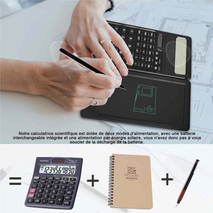Acheter Calculatrice Scientifique Avec Tableau D'écriture Effaçable 240 Fonctions écran LCD 2 Lignes Pliable