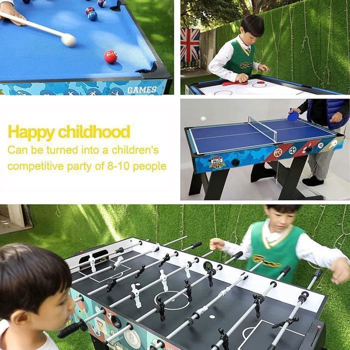 Table Multijeux 3 En 1 Pliante - Air Hockey, Bowling, Shuffleboard - Ventilateur 12V Inclus, Pour Adultes Et Enfants, Jeu Familial