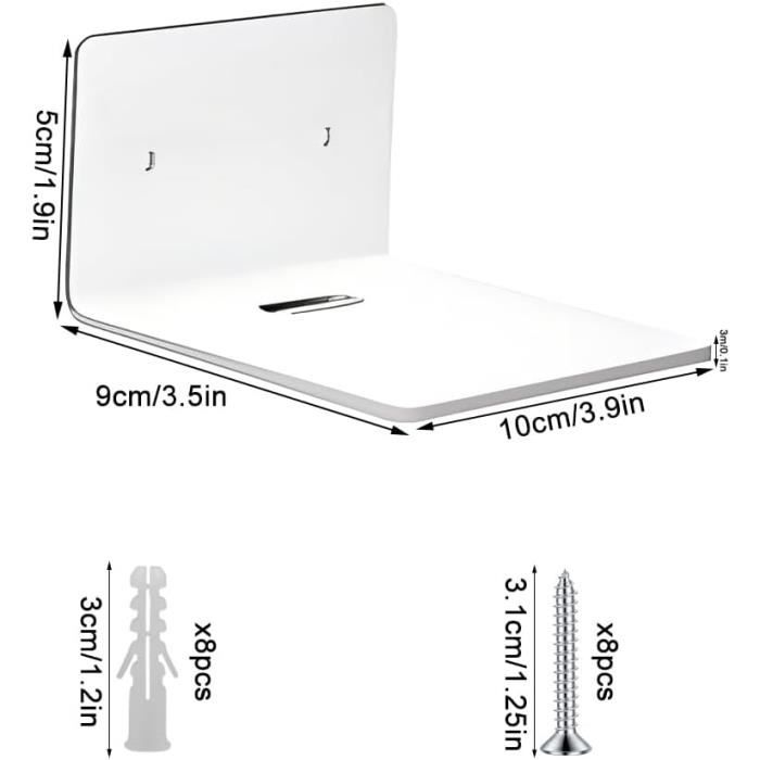 2 Étagères En Verre Trempé Transparent 60x25 Cm - Pour Mur à Lattes Ou Support Invisible - Charge 15 Kg - Idéal Salon Ou Boutique - 10