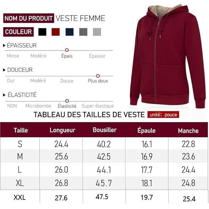 Veste Polaire Fine Femme - Chaude, Capuche - Pour Automne, Hiver, Ski - Fermeture Éclair - Unisexe - Douce Et Confortable