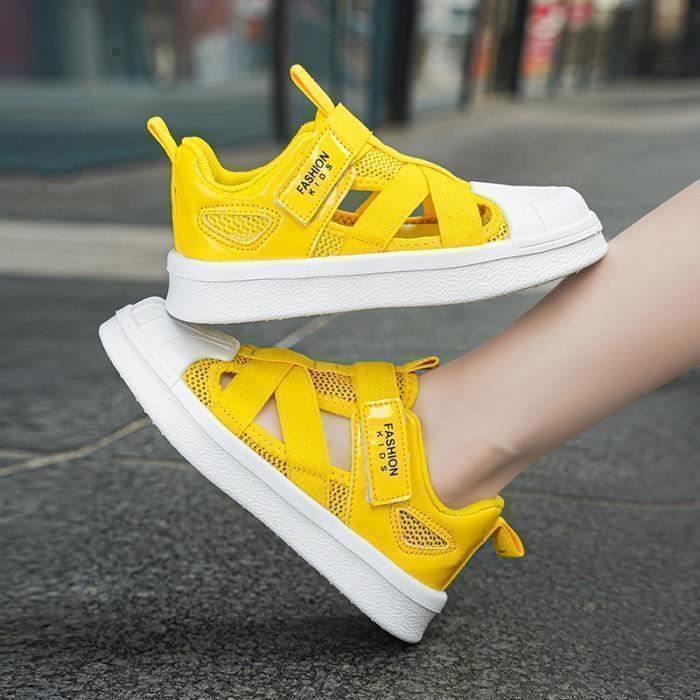 Basket Enfant Respirant Jaune Lacets Jaune Cdiscount