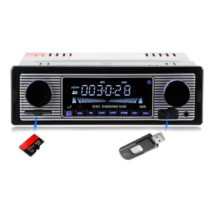 Bluetooth Ancien Autoradio Lecteur mp3 Stereo USB AUX Audio stereo  classique de voiture Noir 178* 50*68mm - Cdiscount Auto
