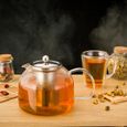 Théière en verre borosilicate 1,5 L avec filtre en acier inoxydable pour tout type de thé Boissons chaudes froides-3