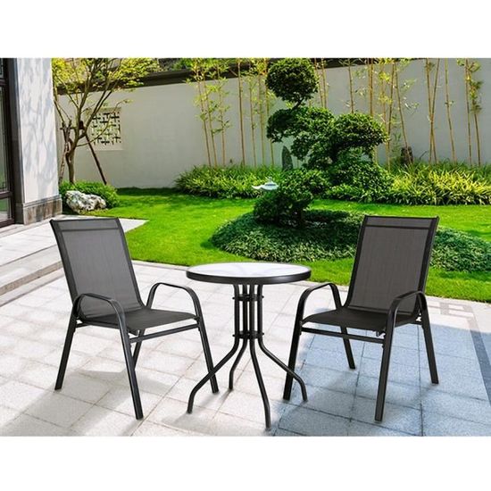 relaxdays Chaise de Jardin en Lot de 2 Pliante Jusqu’à 135 kg métal 2 unités Solide résistante aux intempéries Anthracite