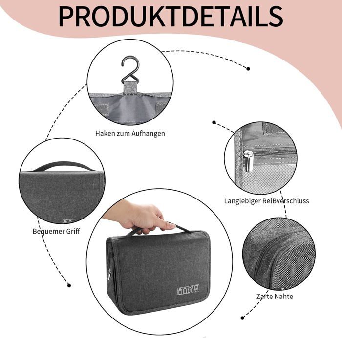 Rouge Trousse De Toilette De Voyage pour Femmes, Organiseur Portable