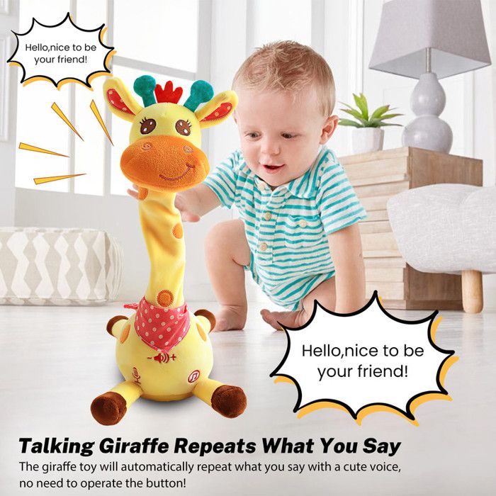 Girafe Interactive En Peluche – Danse, Chante, Parle Et Répète Vos Mots, Recharge USB, Dès 0 Mois
