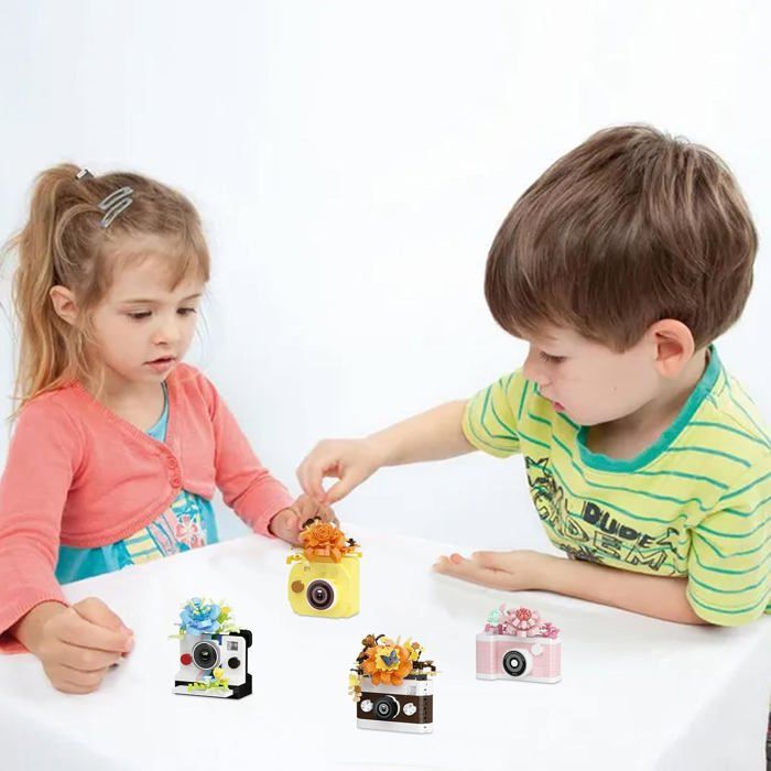 Lot de 4 blocs de construction en forme de fleurs Mini blocs de ...