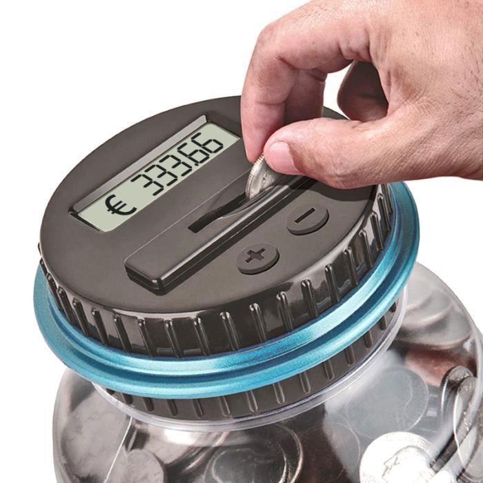 Tirelire électronique Avec Compteur LCD 1,8 L - Pour Enfants Et Adultes, Compte Automatiquement Les Pièces