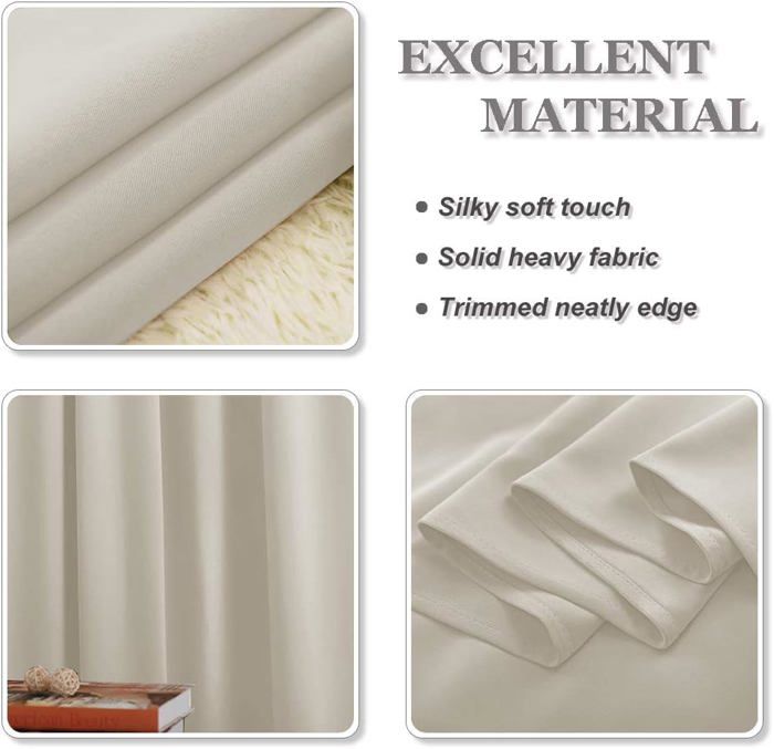 Lot de 2 Rideaux Occultant avec Œillets, Naturel, Grande largeur, 300x240cm, 100% polyester, Collection Réglisse, CMADECO