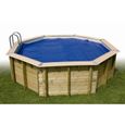 Bâche à bulles pour piscine bois UBBINK AZURA 350x505 - Bleu - 400 microns-0