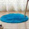 Bleu foncé 30cm - Tapis de sol rond doux antidérapant lavable moelleux pour salon-chambre-0