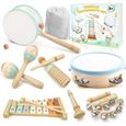 Miljgte Instrument De Musique Enfant – Ensemble Percussion Montessori – Bois Neutre – Sac De Rangement – 3 Ans+