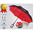 TD® Parapluie inversé femme petite taille anti tempête papillon pliant enfant homme garçon manuel main pluie rouge noir plastique-0