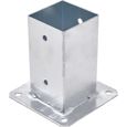 TRIBECCO® Douille à visser pour poteaux carrés en bois galvanisé à chaud (80 x 80 mm) - Douille de sol - Support de clôture - Douill-0