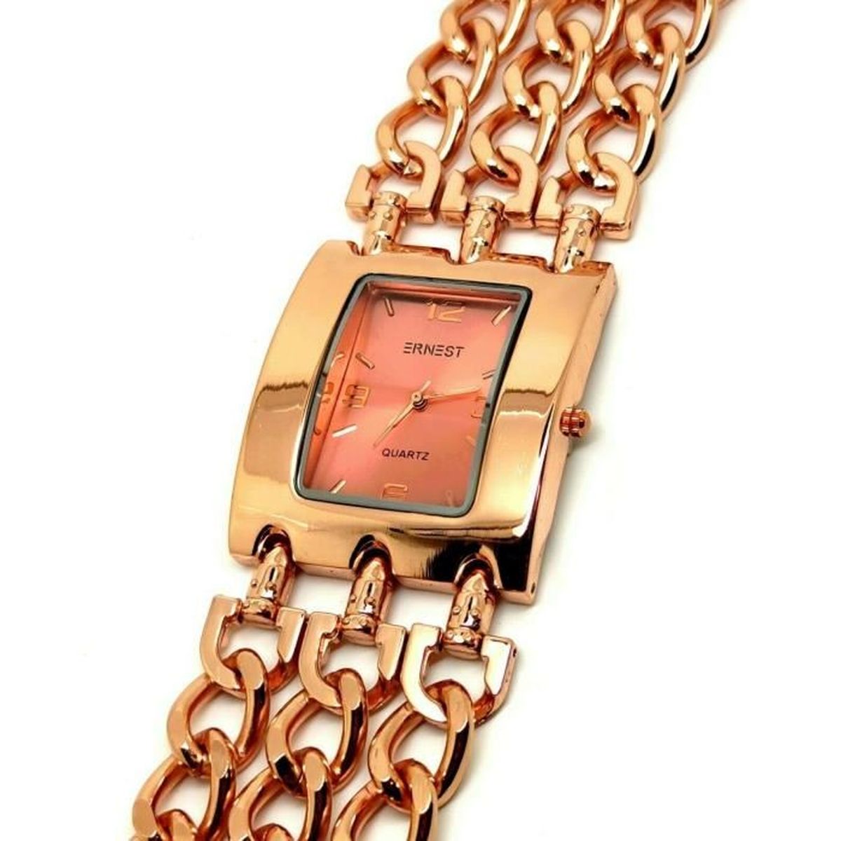 montre pour femme en métal bicolore et son bracelet en maillons chainette