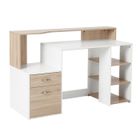 HOMCOM - meuble pour ordinateur - MDF et rail en métal - 137x55x92cm - Beige