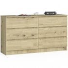 HUCOCO CUPID - Commode style moderne chambre à coucher - 140x40x77 cm - 6 tiroirs - Chêne