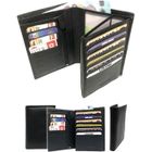 LOLUNA® Grand portefeuille homme cuir véritable 4 volets pour carte grise, permis, identité, cartes, billet et monnaie - Noir