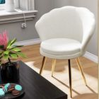 VIVOLILV Fauteuils et Chaises Velours pour Salon Blanc Pieds en Métal Plaqué Or, Fauteuil Coquillage pour Salon,Chambre,Coiffeuse