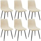 WAFTING Lot de 6 chaises de Salle à Manger rembourrées avec Dossier Haut et Design en Lin,Beige