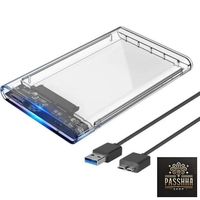 Boîtier Externe USB 3.0 pour Disque Dur 2,5" SATA HDD/SSD, 2 To Max, 6 Gbp/s, Sans Outil, Haut Vitesse PashaSHOP®