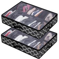 Boîte de Rangement pour Chaussures Pliable Organisateur de Porte-Chaussures Sous Le Lit avec Séparateurs,Noir 1
