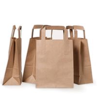 50 x petits sacs en papier kraft brun avec poignées plates 18x8x22cm - Sac de transport 100% recyclables