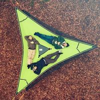 Hamac multi-personnes HIG-85 - Vert - Portable tapis aérien Triangle - Confortable et pratique pour le camping