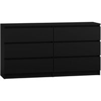 Commode de 6 tiroirs noir de rangement 120 cm - Classique - Intemporel - Adulte - Meuble de chambre - Chambre