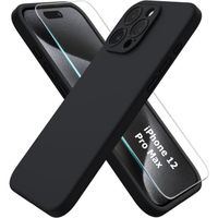 Coque Noir pour iPhone 12 Pro Max (6,7") et Verre Trempé Film Protection Ecran Little Boutik®