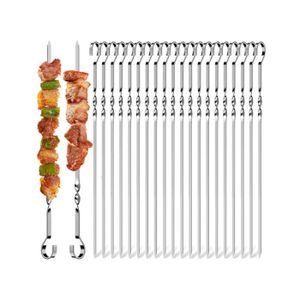Kyto Lot de 24 brochettes de barbecue en acier inoxydable 30 cm de long :  : Jardin