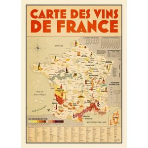 LIVRE VIN ALCOOL  La carte des vins de France (pliée) - un poster géant pour voir le vin en grand