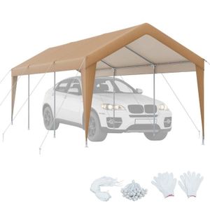 Tente Abri Voiture Garage Basic, 3,3x4,8x2,4m PE, Gris